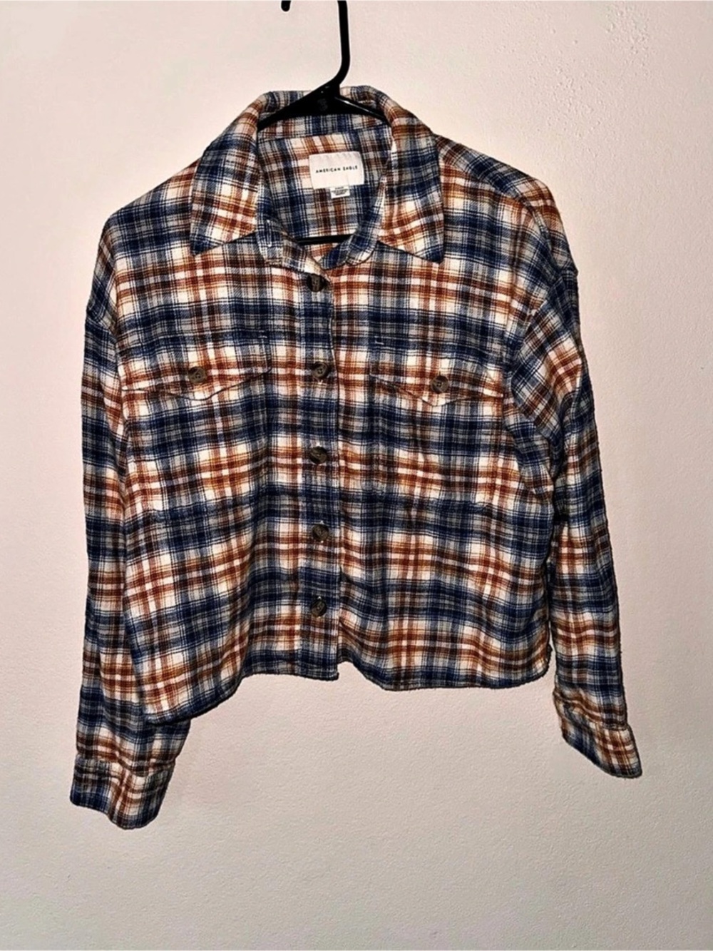 American Eagle cropped plaid flannel shirt. Size small